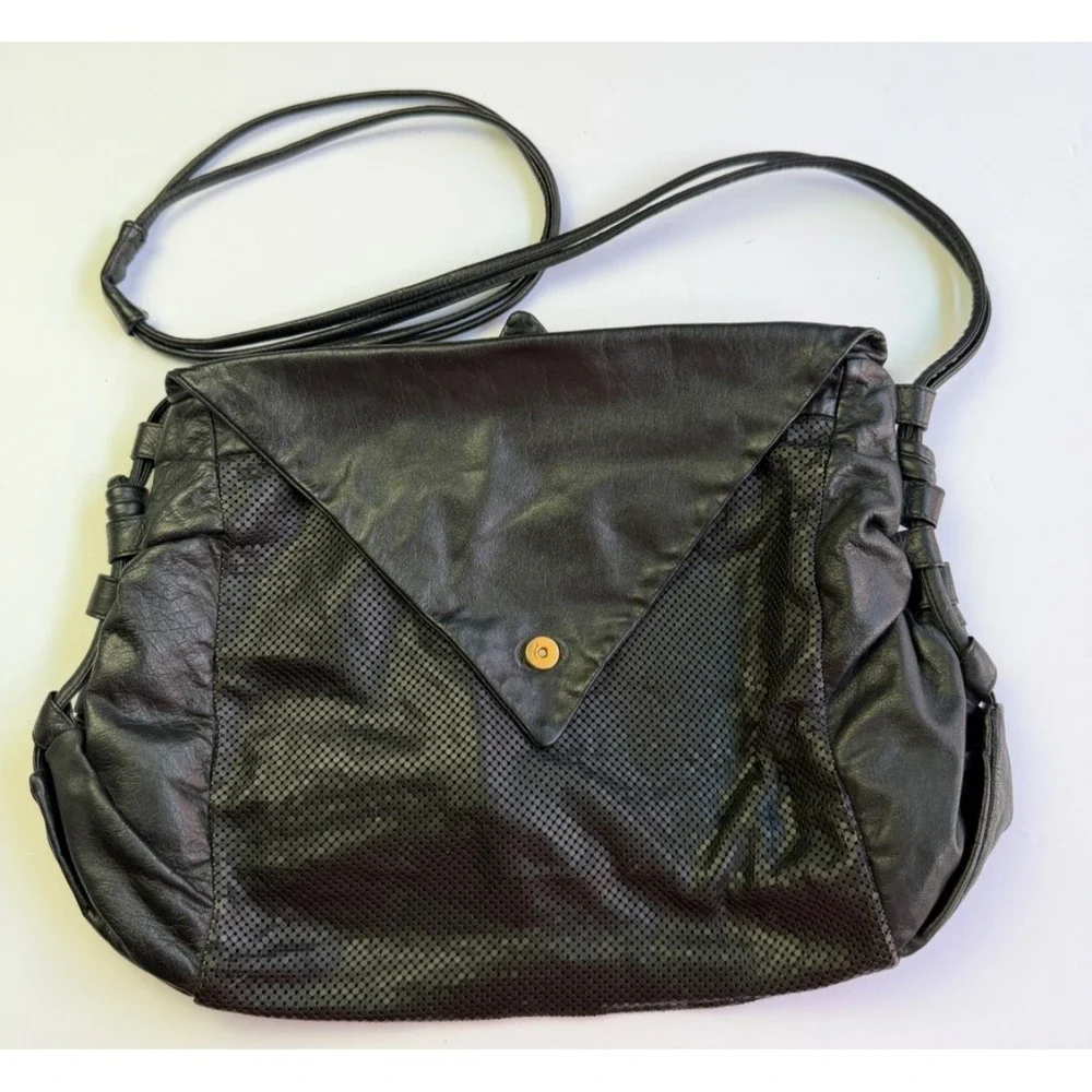 Whiting & Davis Black Mesh Metal Shoulder Bag Vintage 80s Leather L Hobo Slouchy